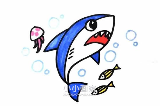 绘本故事可怕鲨鱼简笔画画法图片步骤