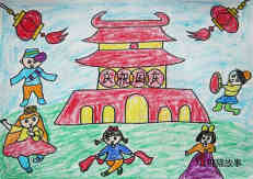 绘本故事庆祝国庆节北京天安门儿童画画作品图片