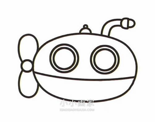 彩色潜水艇简笔画画法图片步骤步骤4