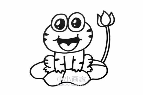 荷叶上的小青蛙简笔画画法图片步骤步骤4