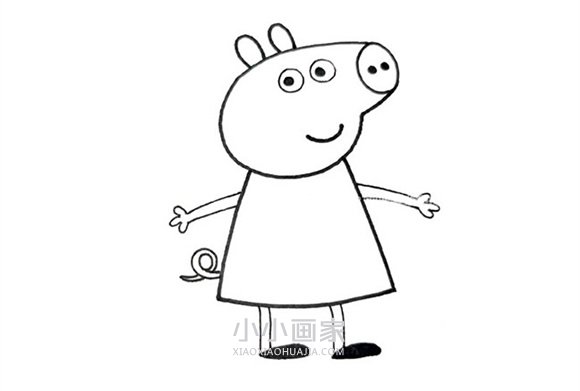 拿气球的小猪佩奇简笔画画法图片步骤步骤5