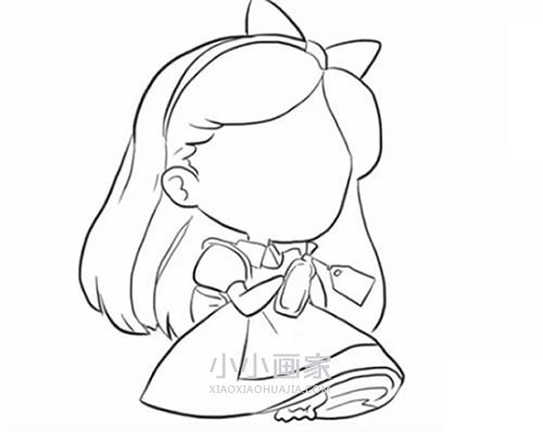 可爱女孩爱丽丝简笔画画法图片步骤步骤7