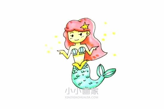 搞笑的美人鱼简笔画画法图片步骤步骤1