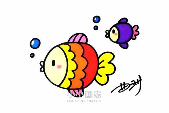 两条可爱小鱼简笔画画法图片步骤步骤1