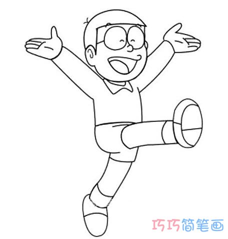 哆啦A梦大雄的画法手绘涂色_大雄简笔画图片步骤1