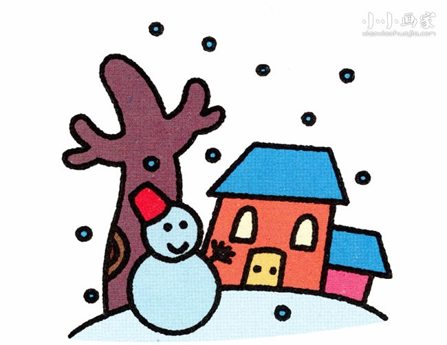 冬天下雪了简笔画画法图片步骤步骤1