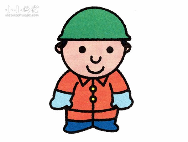 戴安全帽的工人简笔画画法图片步骤步骤1