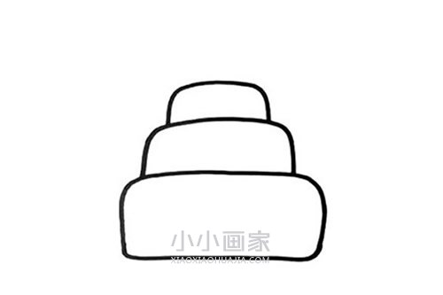 彩色三层生日蛋糕简笔画画法图片步骤步骤2