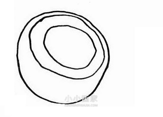 切开的椰子简笔画画法图片步骤步骤2