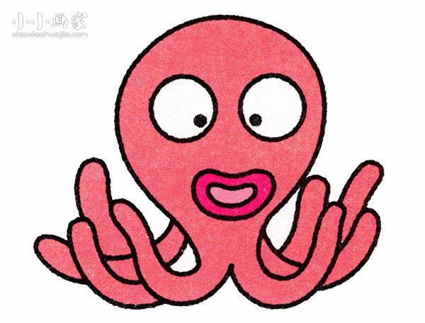 彩色卡通小章鱼简笔画画法图片步骤步骤1