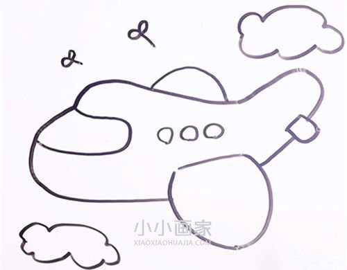 绘本故事空中的客机简笔画画法图片步骤