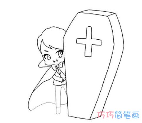 万圣节吸血鬼简笔画图片 吸血鬼的画法简单可爱