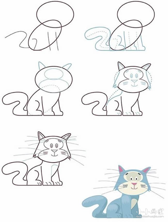 绘本故事坐着的小猫咪简笔画画法图片步骤
