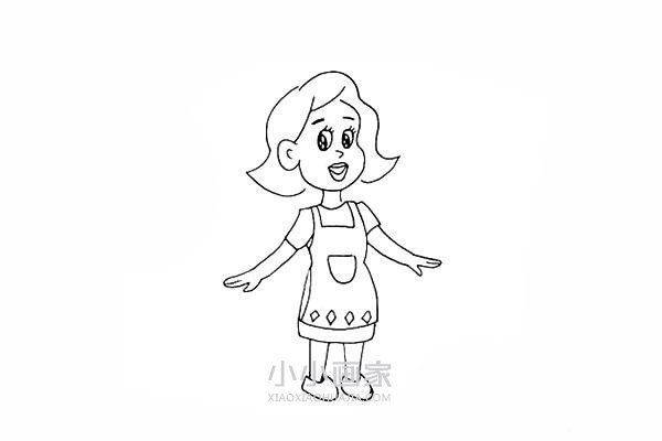 穿围裙的妈妈简笔画画法图片步骤步骤8
