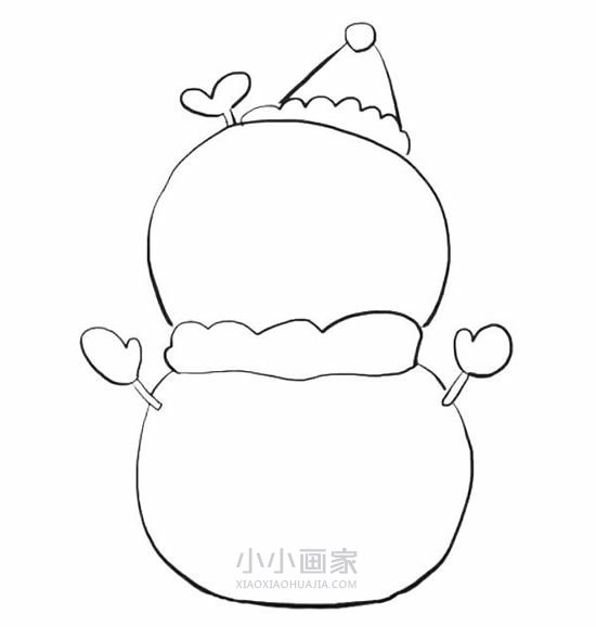 可爱的圣诞雪人简笔画画法图片步骤步骤6
