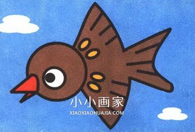飞行的小麻雀简笔画画法图片步骤