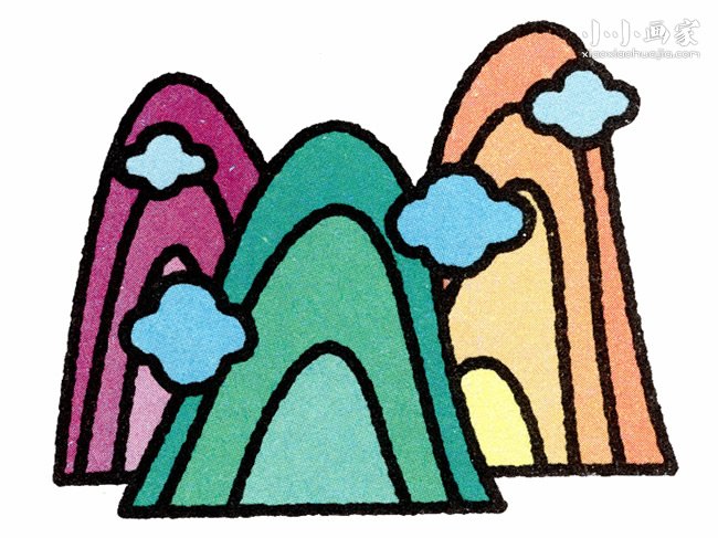 巍峨高山简笔画画法图片步骤步骤1