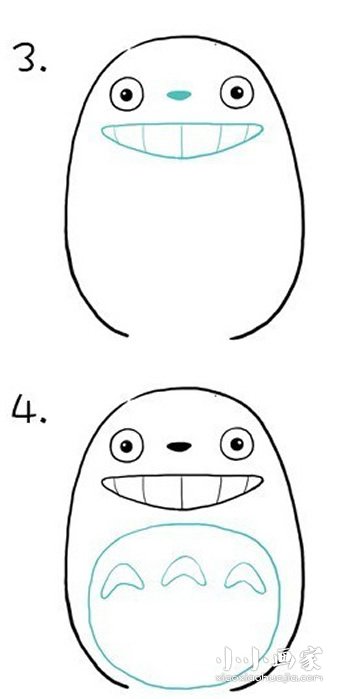 卡通龙猫简笔画画法图片步骤步骤2