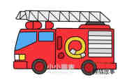 绘本故事彩色消防车简笔画画法图片步骤