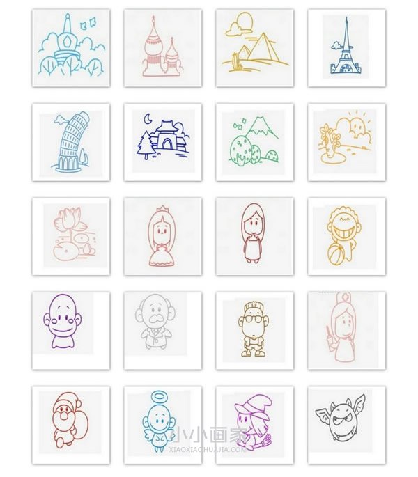 绘本故事各种各样的手账简笔画素材