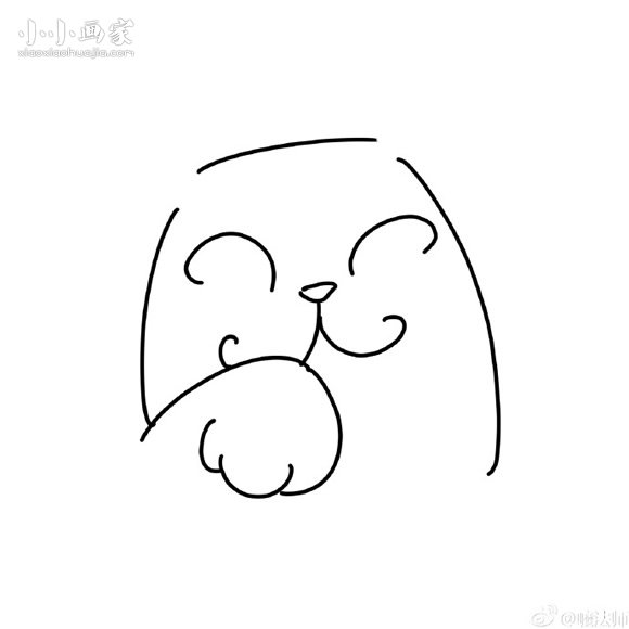 彩色偷笑的猫咪简笔画画法图片步骤步骤2