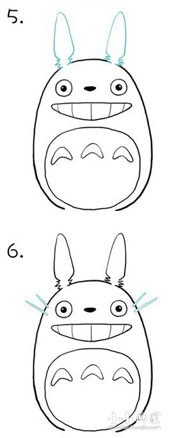 卡通龙猫简笔画画法图片步骤步骤3