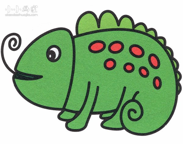 彩色变色龙简笔画画法图片步骤步骤1