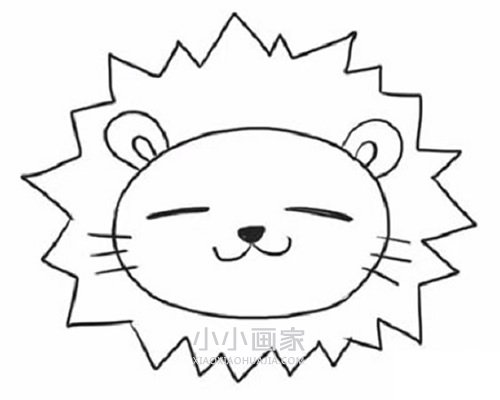 黑白卡通狮子简笔画画法图片步骤步骤5