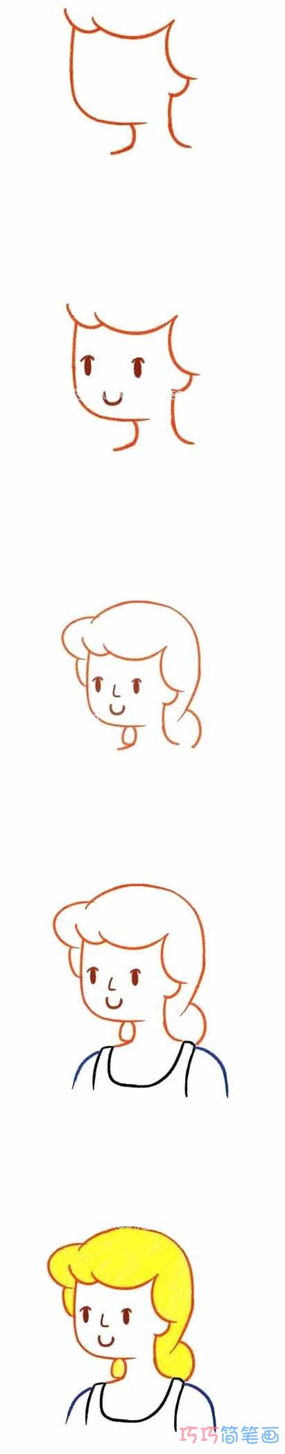 绘本故事彩色灰姑娘的画法步骤教程 怎么画灰姑娘简笔画图片