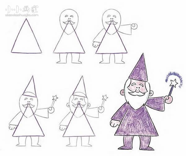 会魔法的圣诞老人简笔画画法图片步骤步骤1