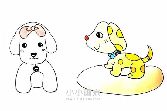 两只可爱狗狗简笔画画法图片步骤步骤1