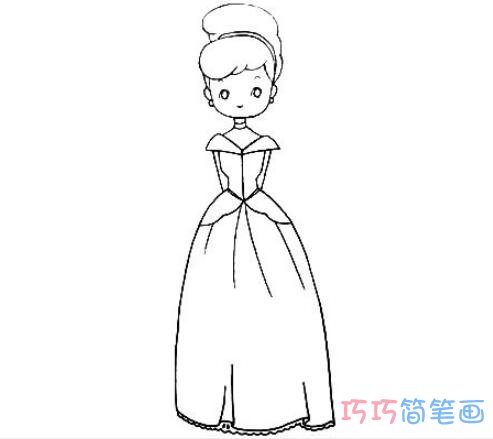 涂色灰姑娘怎么画简单漂亮_灰姑娘简笔画图片
