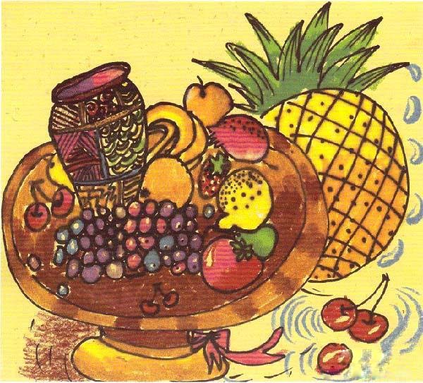 小学优秀水果主题儿童画作品图片欣赏步骤1