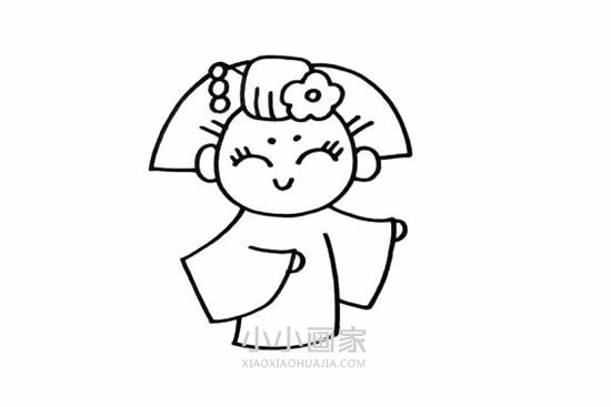 穿和服的日本女孩简笔画画法图片步骤步骤5