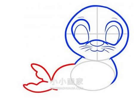 可爱卡通海豹简笔画画法图片步骤步骤6