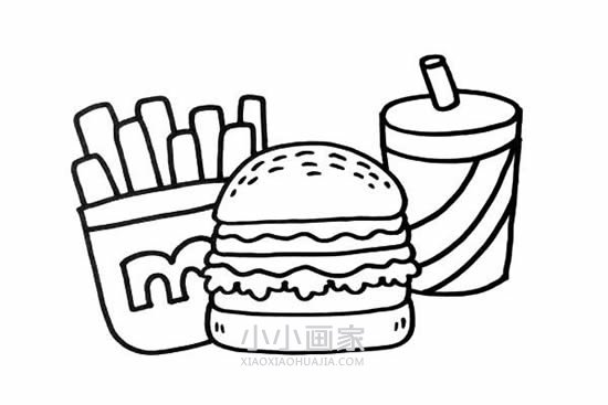 麦当劳套餐简笔画画法图片步骤步骤5