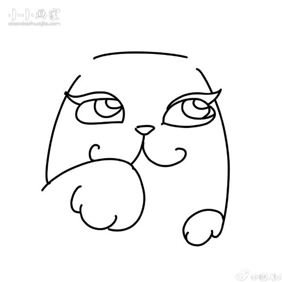 彩色偷笑的猫咪简笔画画法图片步骤步骤4