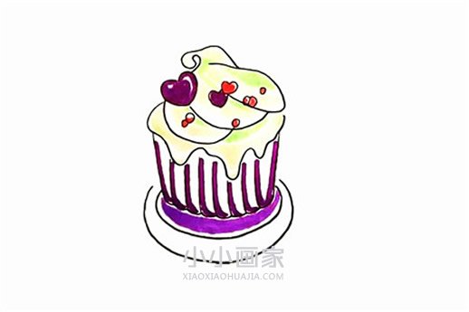 绘本故事纸杯蛋糕简笔画画法图片步骤