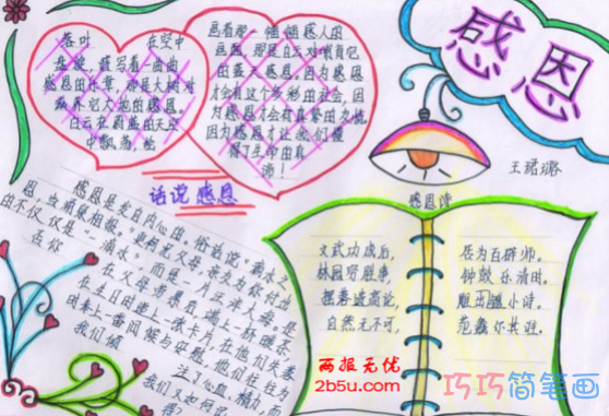 小学生关于感恩节感恩父母的手抄报的画法简单漂亮步骤2