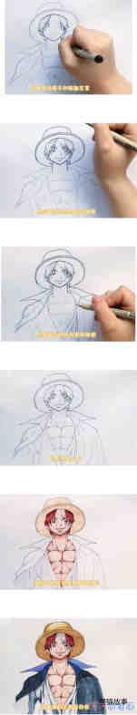 动漫海贼王简笔画的画法步骤教程涂颜色步骤1