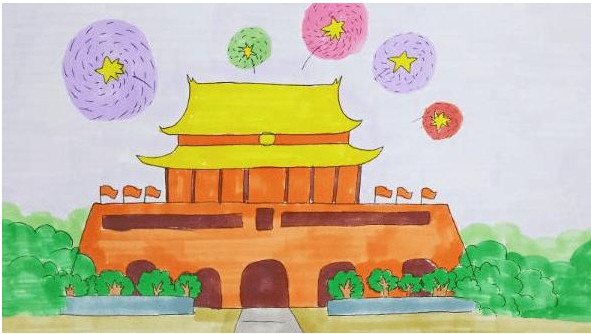 北京天安门简笔画图片步骤1