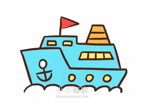 绘本故事卡通轮船简笔画画法图片步骤