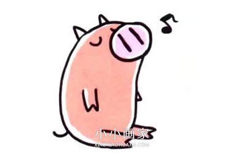 绘本故事唱歌的卡通小猪简笔画画法图片步骤