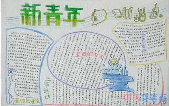 关于新青年五四青年节的手抄报模板图片简单漂亮步骤1