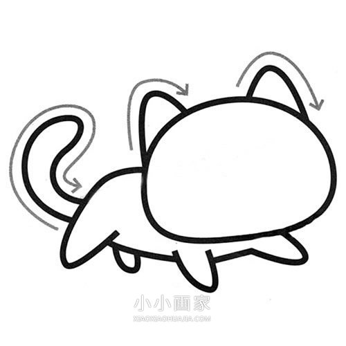 快乐小猫简笔画画法图片步骤步骤4