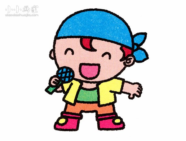 彩色小歌手简笔画画法图片步骤步骤1