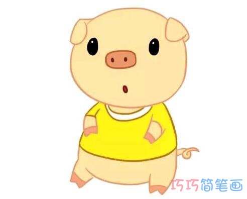 彩色可爱小猪的画法图片_小猪简笔画图片