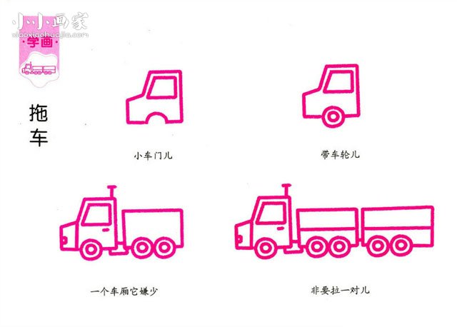 拖车简笔画画法图片步骤
