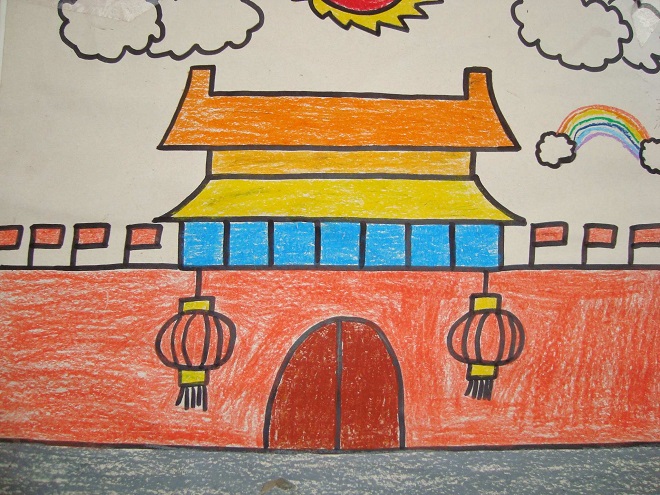 绘本故事美丽的北京天安门图片 天安门儿童画作品欣赏