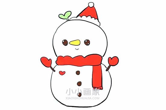 可爱的圣诞雪人简笔画画法图片步骤